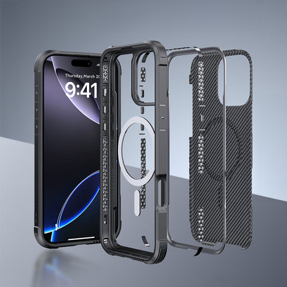 iPhone 16 Pro Max Kılıf M-safe Şarj Özellikli Airbagli Raptic Apex Serisi Karbon Fiber Tasarımlı Kapak