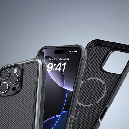iPhone 16 Pro Max Kılıf M-safe Şarj Özellikli Airbagli Raptic Apex Serisi Karbon Fiber Tasarımlı Kapak