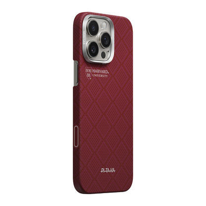 Apple iPhone 16 Pro Max Kılıf M-safe Şarj Özellikli Aramid Fiber Pitaka Harvard University Serisi Kapak
