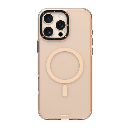 iPhone 16 Pro Max Kılıf M-safe Şarj Özellikli Cam Arka Yüzey TPU Youngkit Gemstone Clear Serisi Kapak
