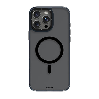 iPhone 16 Pro Max Kılıf M-safe Şarj Özellikli Cam Arka Yüzey TPU Youngkit Gemstone Clear Serisi Kapak