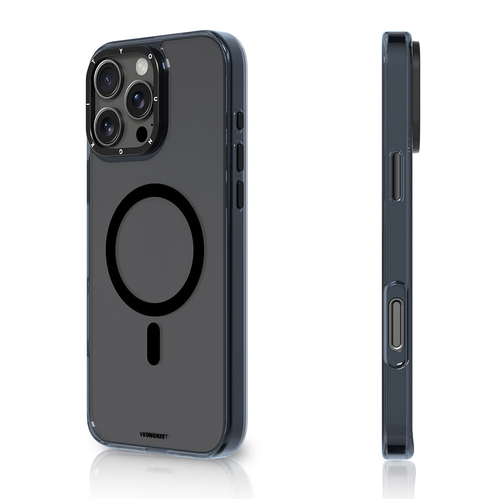 iPhone 16 Pro Max Kılıf M-safe Şarj Özellikli Cam Arka Yüzey TPU Youngkit Gemstone Clear Serisi Kapak