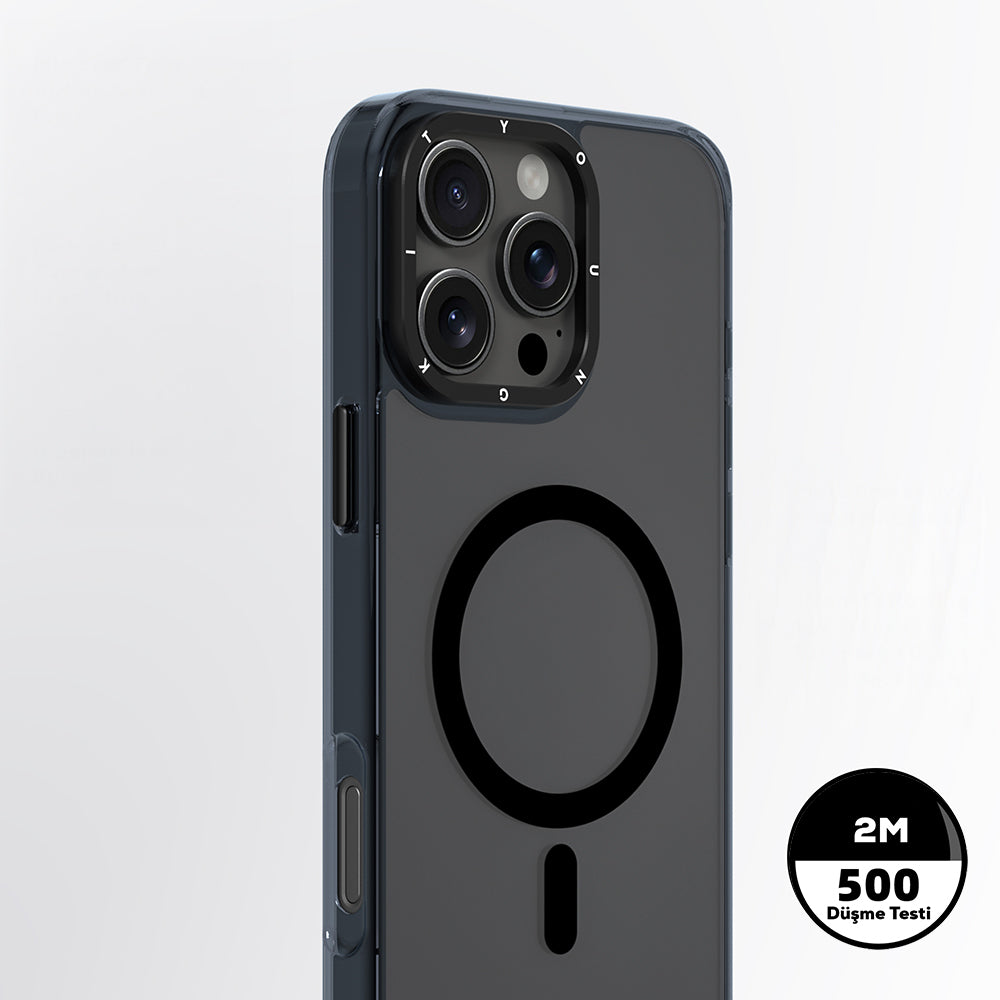 iPhone 16 Pro Max Kılıf M-safe Şarj Özellikli Cam Arka Yüzey TPU Youngkit Gemstone Clear Serisi Kapak