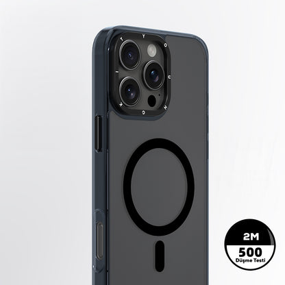 iPhone 16 Pro Max Kılıf M-safe Şarj Özellikli Cam Arka Yüzey TPU Youngkit Gemstone Clear Serisi Kapak