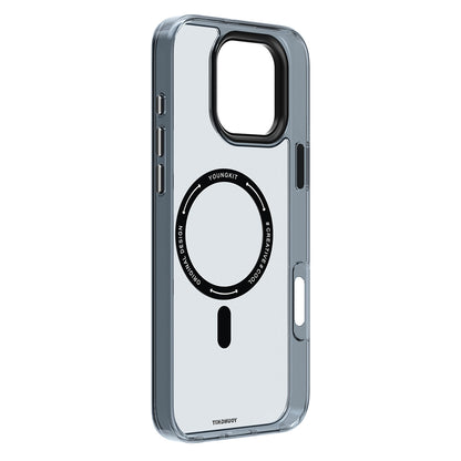 iPhone 16 Pro Max Kılıf M-safe Şarj Özellikli Cam Arka Yüzey TPU Youngkit Gemstone Clear Serisi Kapak