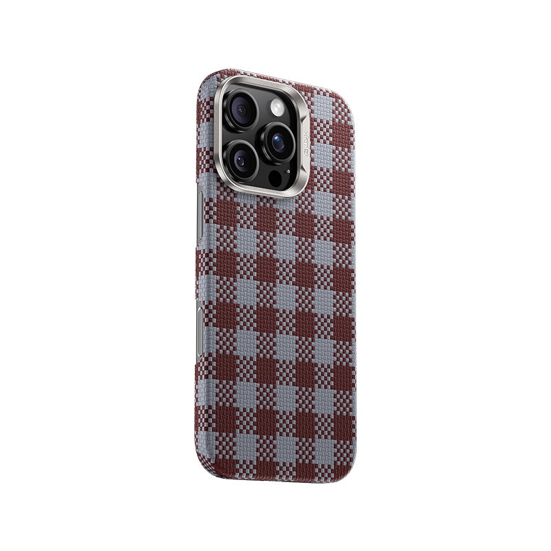 iPhone 16 Pro Max Kılıf M-safe Şarj Özellikli Ekose Tasarımlı Benks ArmorVichy Kevlar Kapak