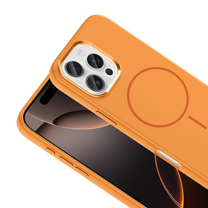 Apple iPhone 16 Pro Max Kılıf M-Safe Şarj Özellikli Metal Kamera Çerçeveli Zore Edi Silikon Kapak
