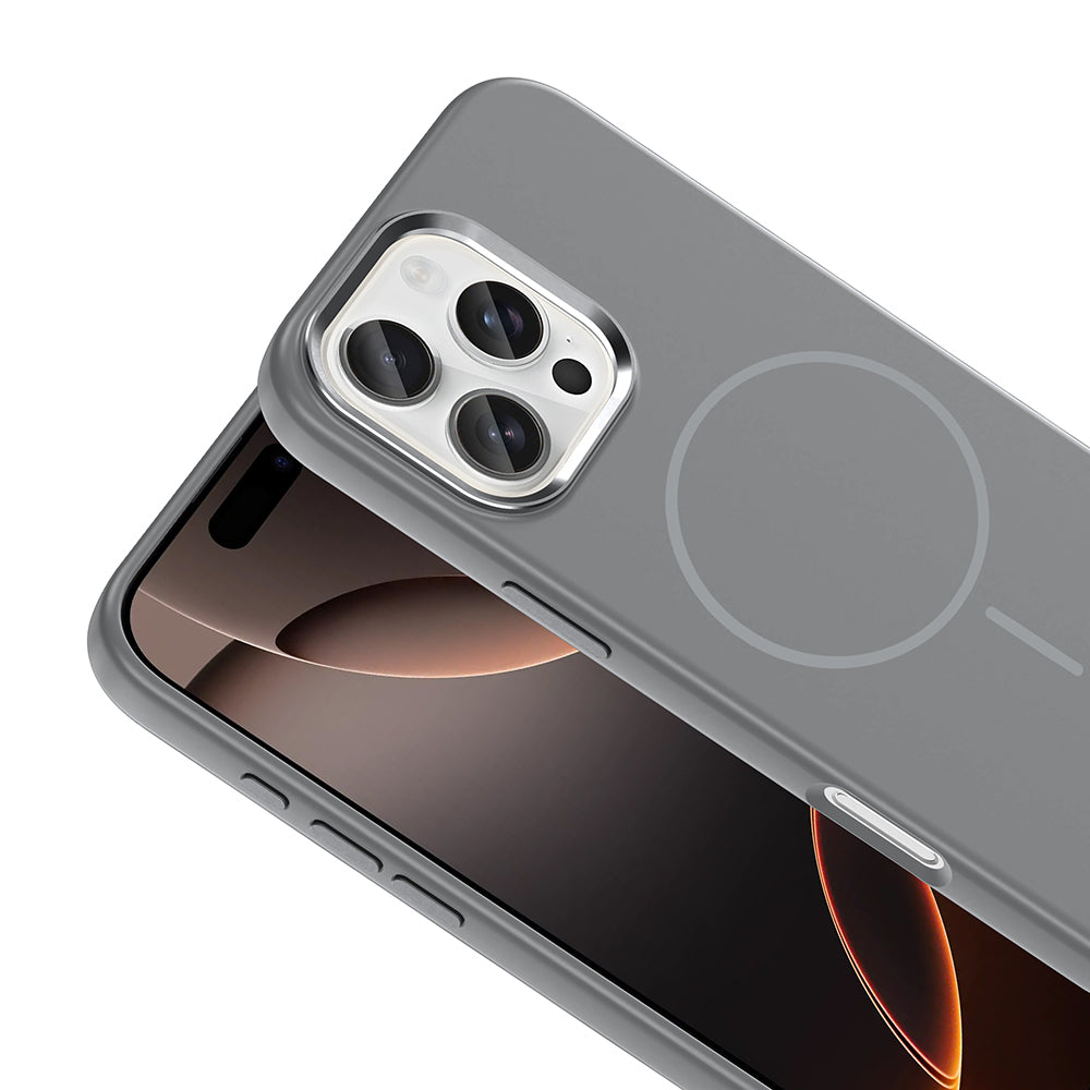 Apple iPhone 16 Pro Max Kılıf M-Safe Şarj Özellikli Metal Kamera Çerçeveli Zore Edi Silikon Kapak