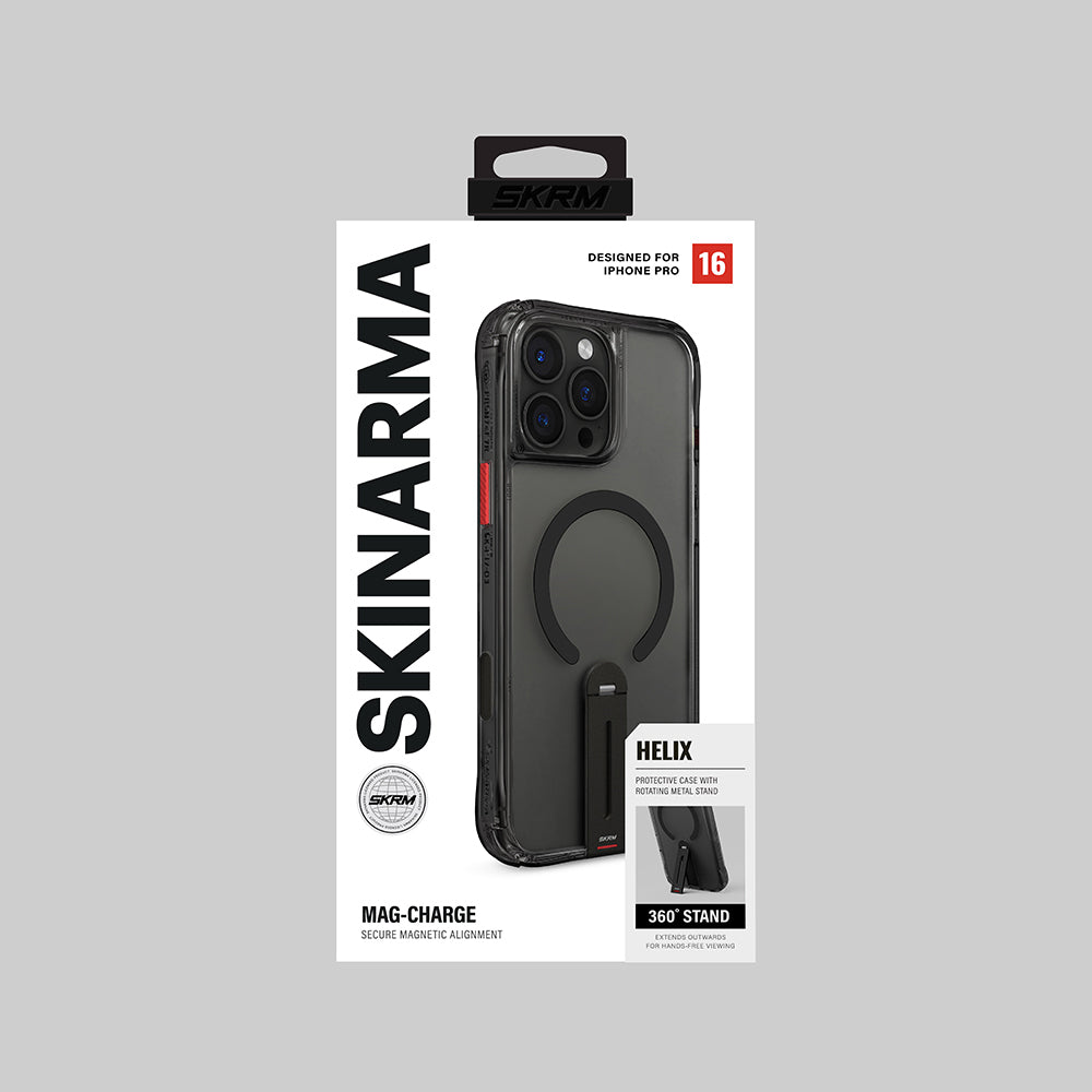 iPhone 16 Pro Max Kılıf M-safe Şarj Özellikli 360 Derece Dönebilen Standlı Skinarma Helix Kapak