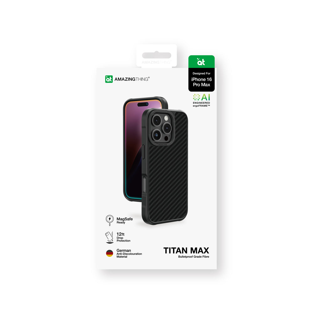 iPhone 16 Pro Max Kılıf M-safe Şarj Özellikli 600D Aramid Fiber Amazingthing Titan Max Serisi Kapak