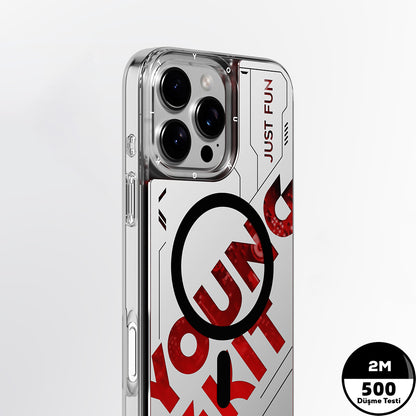 iPhone 16 Pro Max Kılıf M-safe Şarj Özellikli Airbagli Çift Katmanlı Youngkit Future Streamer Serisi Kapak