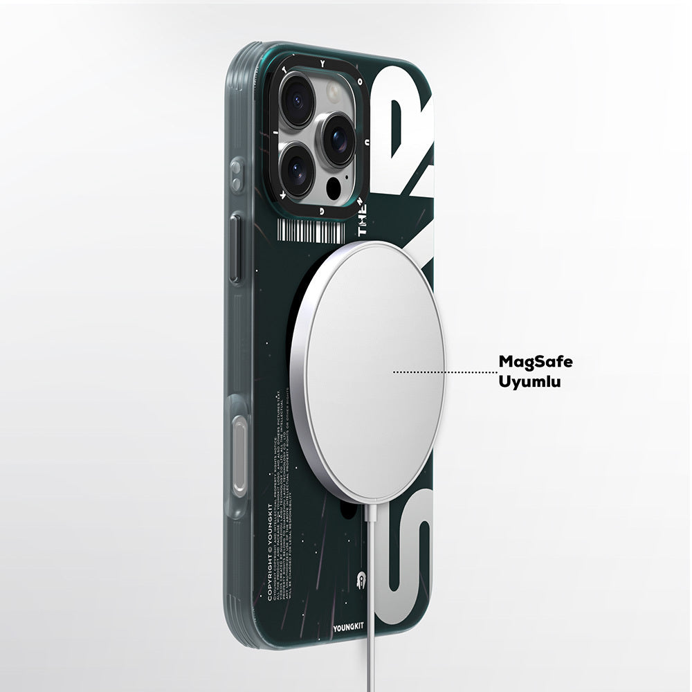 iPhone 16 Pro Max Kılıf M-safe Şarj Özellikli Airbagli Hologram Tasarımlı Youngkit Interstellar Serisi Kapak