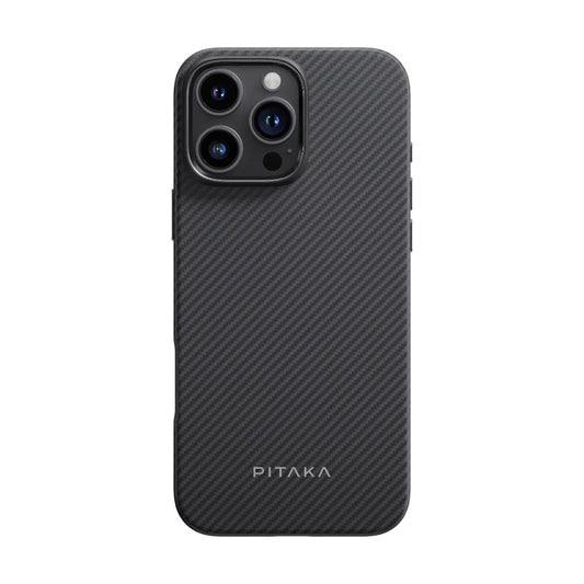 iPhone 16 Pro Max Kılıf M-safe Şarj Özellikli Aramid Fiber Pitaka Military-Grade Classic Serisi Black-Grey Twill Kapak