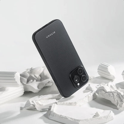 iPhone 16 Pro Max Kılıf M-safe Şarj Özellikli Aramid Fiber Pitaka Military-Grade Classic Serisi Black-Grey Twill Kapak