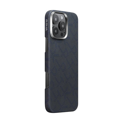 iPhone 16 Pro Max Kılıf M-safe Şarj Özellikli Aramid Fiber Pitaka Tactile Woven Monogram Serisi Kapak