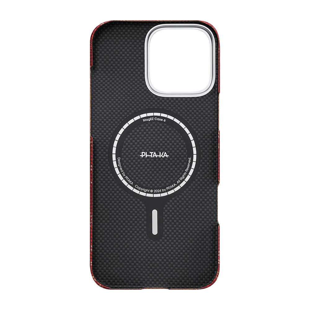 iPhone 16 Pro Max Kılıf M-safe Şarj Özellikli Aramid Fiber Pitaka Tactile Woven Monogram Serisi Kapak