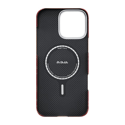 iPhone 16 Pro Max Kılıf M-safe Şarj Özellikli Aramid Fiber Pitaka Tactile Woven Monogram Serisi Kapak