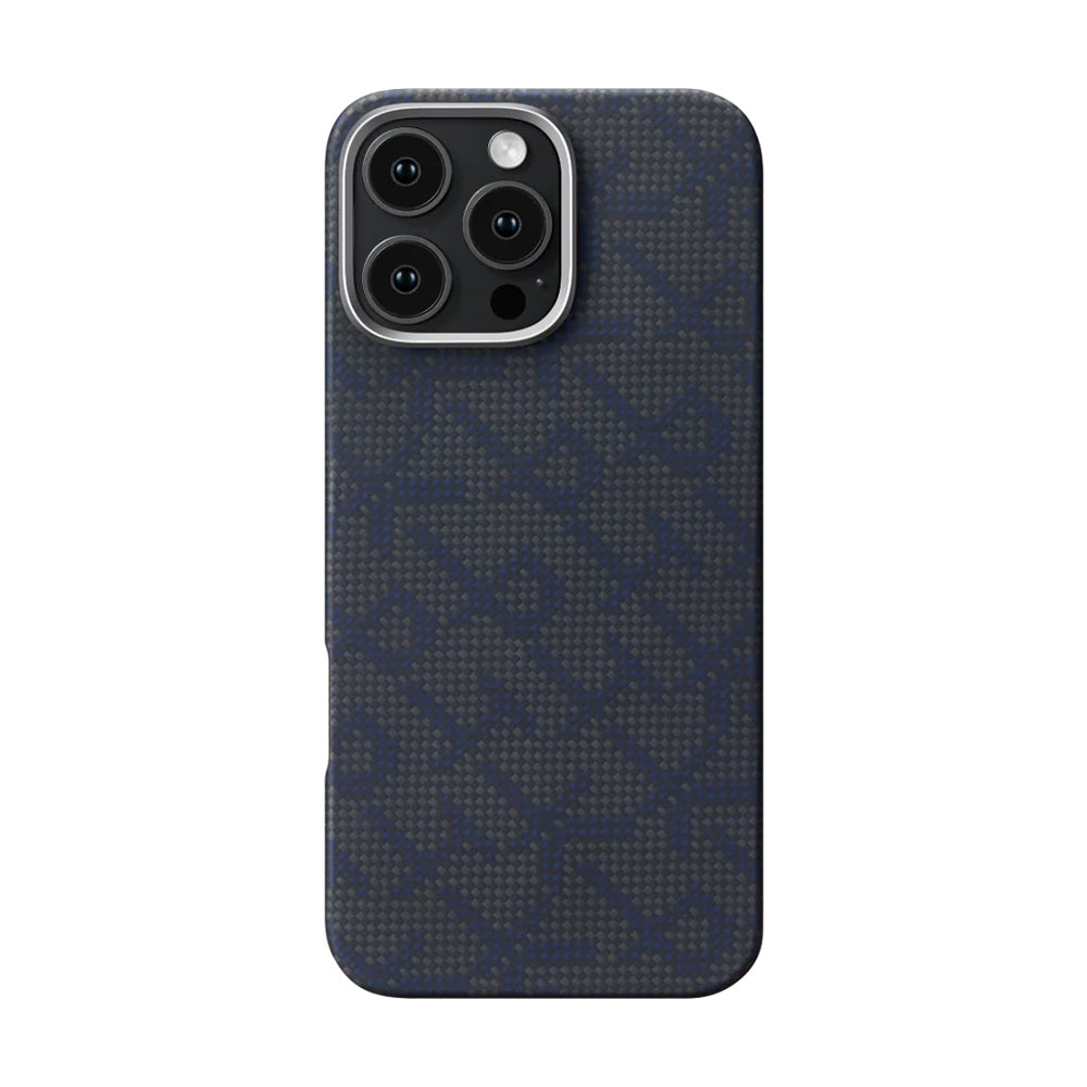 iPhone 16 Pro Max Kılıf M-safe Şarj Özellikli Aramid Fiber Pitaka Tactile Woven Monogram Serisi Kapak