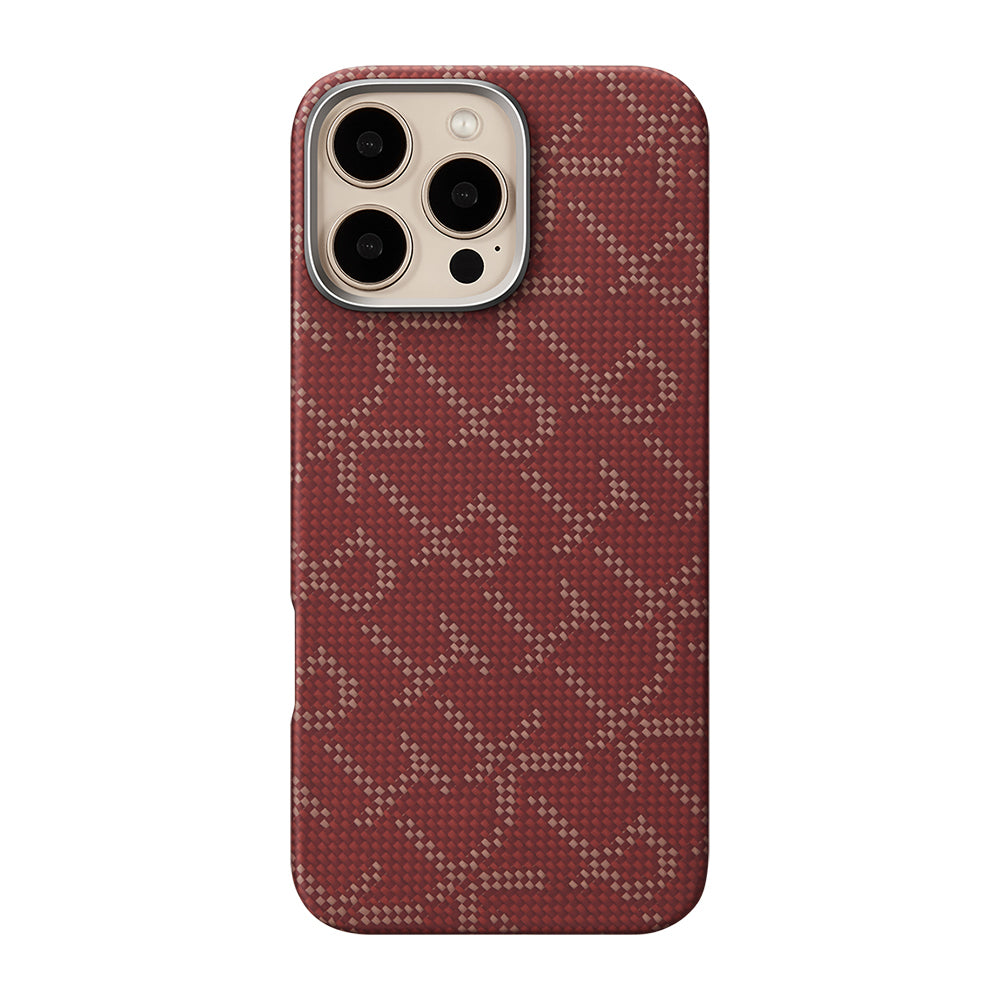 iPhone 16 Pro Max Kılıf M-safe Şarj Özellikli Aramid Fiber Pitaka Tactile Woven Monogram Serisi Kapak