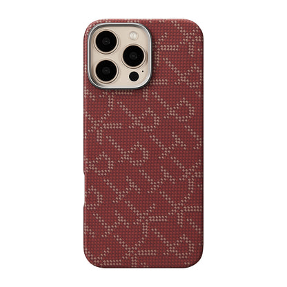 iPhone 16 Pro Max Kılıf M-safe Şarj Özellikli Aramid Fiber Pitaka Tactile Woven Monogram Serisi Kapak