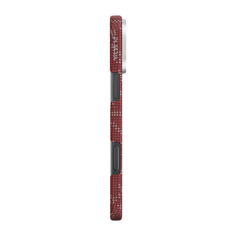 iPhone 16 Pro Max Kılıf M-safe Şarj Özellikli Aramid Fiber Pitaka Tactile Woven Monogram Serisi Kapak