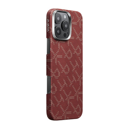 iPhone 16 Pro Max Kılıf M-safe Şarj Özellikli Aramid Fiber Pitaka Tactile Woven Monogram Serisi Kapak