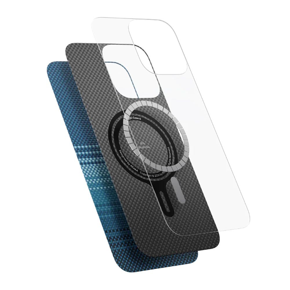 iPhone 16 Pro Max Kılıf M-safe Şarj Özellikli Aramid Fiber Pitaka Tactile Woven Sunset-Moonrise Serisi Sunset Kapak