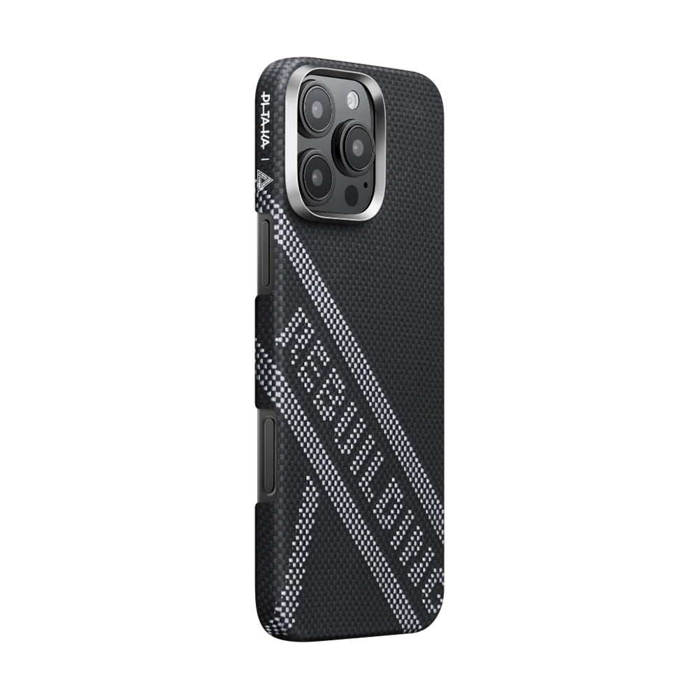 iPhone 16 Pro Max Kılıf M-safe Şarj Özellikli Aramid Fiber Re-TROS Tasarımlı Pitaka Tactile Woven Rebuilding Serisi Kapak