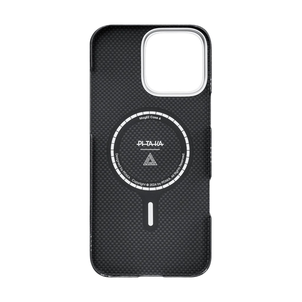 iPhone 16 Pro Max Kılıf M-safe Şarj Özellikli Aramid Fiber Re-TROS Tasarımlı Pitaka Tactile Woven Rebuilding Serisi Kapak