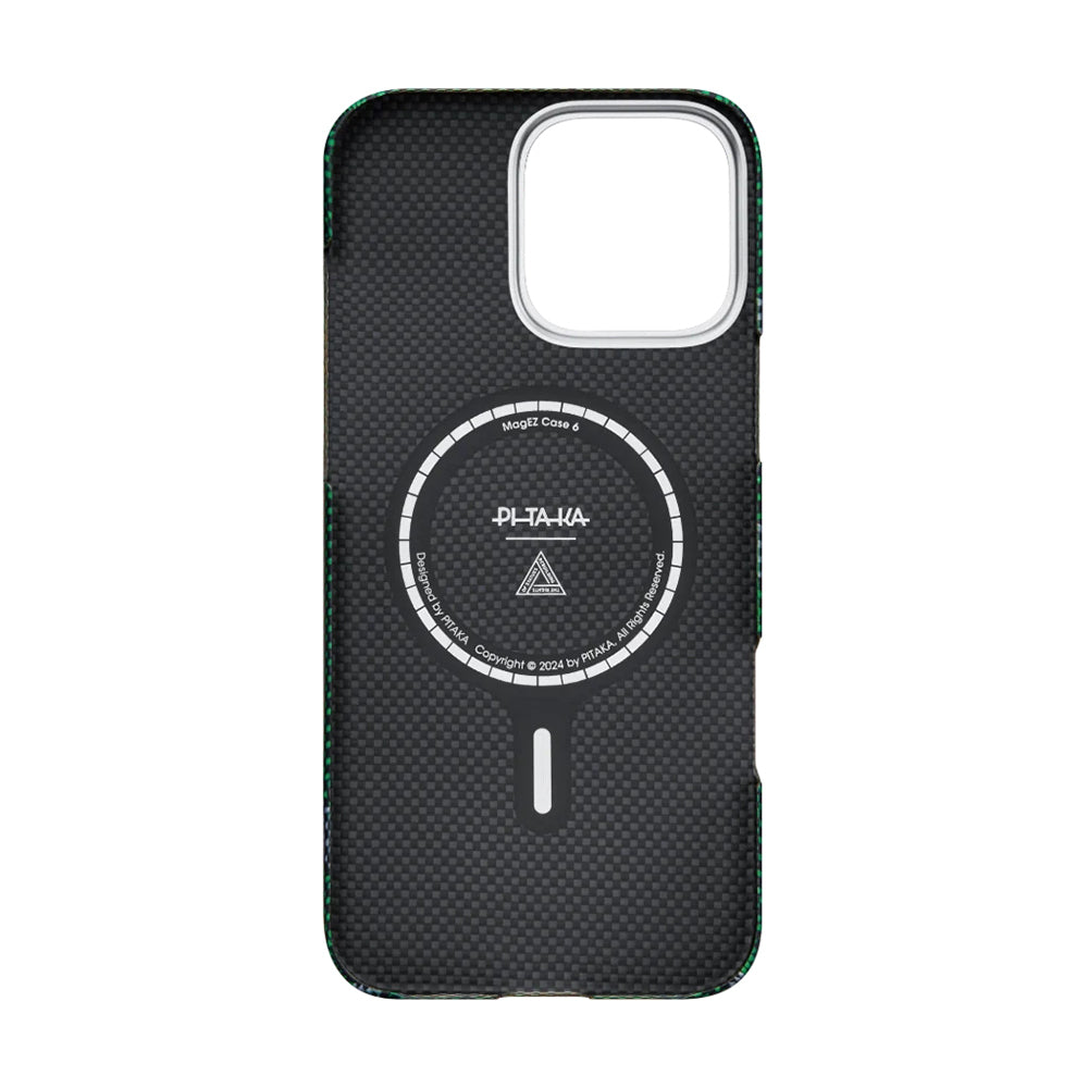 iPhone 16 Pro Max Kılıf M-safe Şarj Özellikli Aramid Fiber Re-TROS Tasarımlı Pitaka Tactile Woven Rebuilding Serisi Kapak