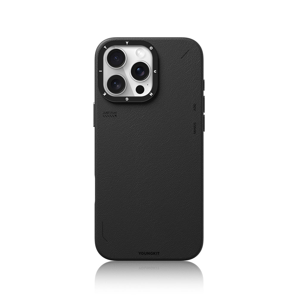 iPhone 16 Pro Max Kılıf M-safe Şarj Özellikli Basit Mat Deri Desenli Youngkit Tech Fashion Serisi Kapak