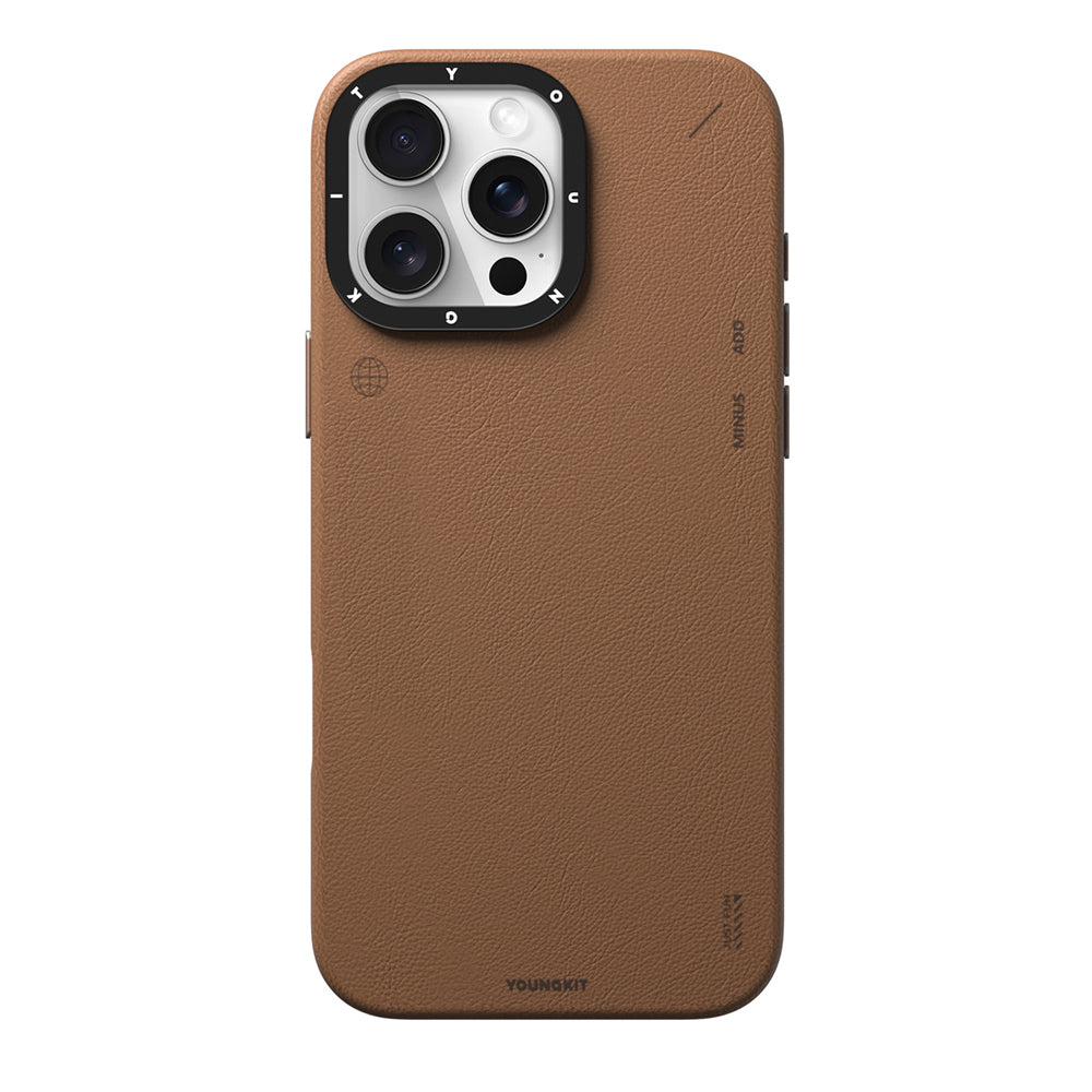 iPhone 16 Pro Max Kılıf M-safe Şarj Özellikli Basit Mat Deri Desenli Youngkit Tech Fashion Serisi Kapak