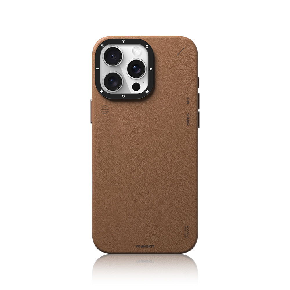 iPhone 16 Pro Max Kılıf M-safe Şarj Özellikli Basit Mat Deri Desenli Youngkit Tech Fashion Serisi Kapak