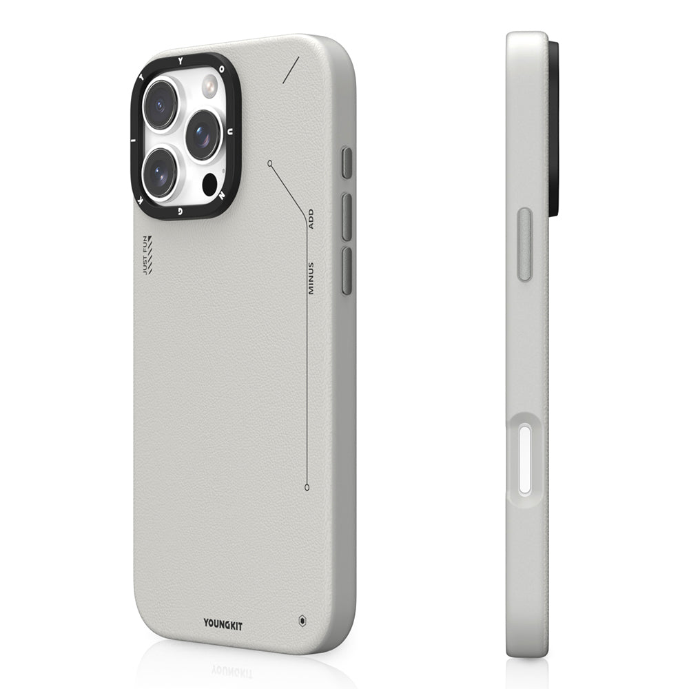 iPhone 16 Pro Max Kılıf M-safe Şarj Özellikli Basit Mat Deri Desenli Youngkit Tech Fashion Serisi Kapak