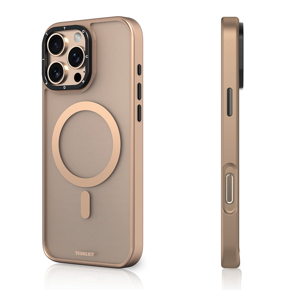 iPhone 16 Pro Max Kılıf M-safe Şarj Özellikli Cam Arka Yüzey TPU Youngkit Gemstone Serisi Kapak