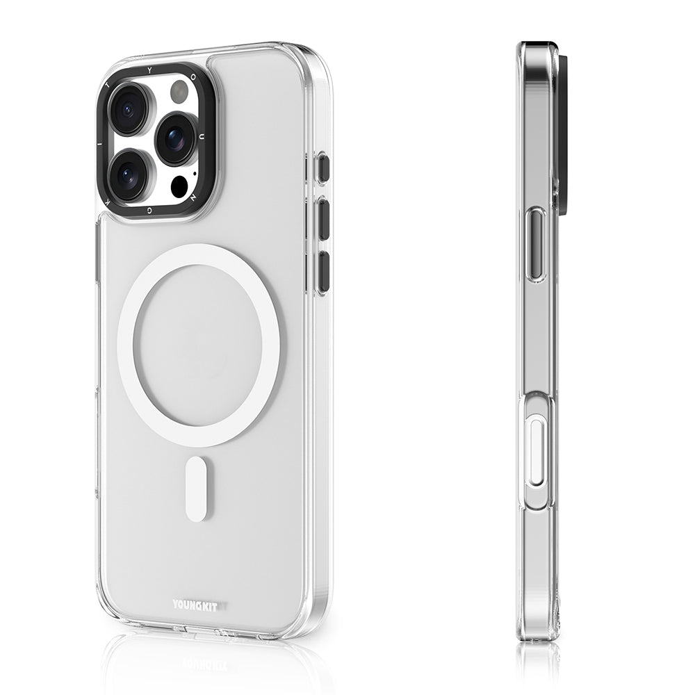 iPhone 16 Pro Max Kılıf M-safe Şarj Özellikli Cam Arka Yüzey TPU Youngkit Gemstone Serisi Kapak