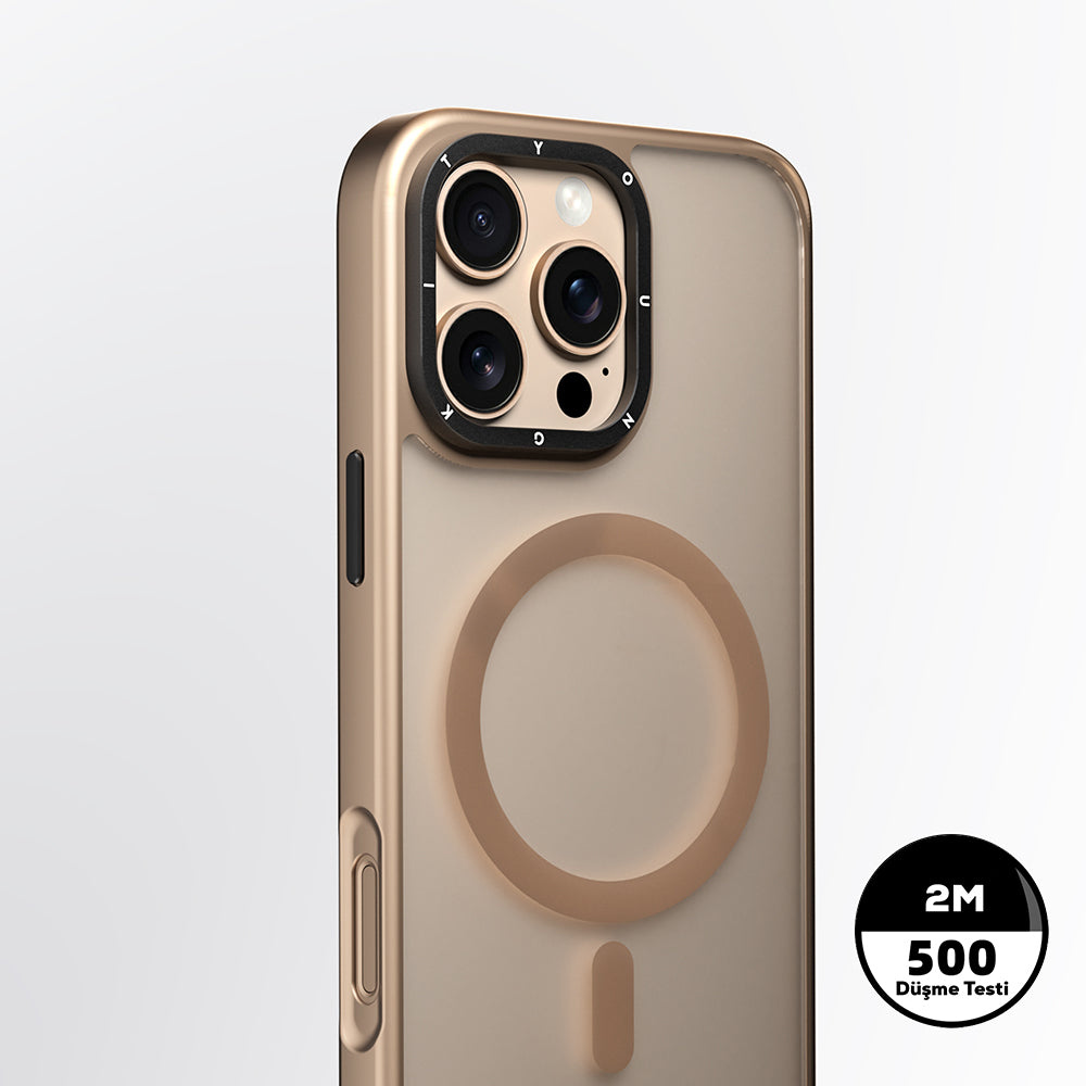 iPhone 16 Pro Max Kılıf M-safe Şarj Özellikli Cam Arka Yüzey TPU Youngkit Gemstone Serisi Kapak