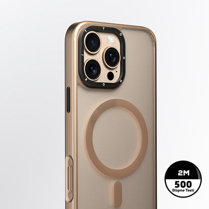iPhone 16 Pro Max Kılıf M-safe Şarj Özellikli Cam Arka Yüzey TPU Youngkit Gemstone Serisi Kapak