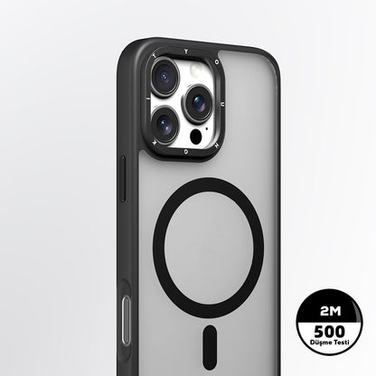 iPhone 16 Pro Max Kılıf M-safe Şarj Özellikli Cam Arka Yüzey TPU Youngkit Gemstone Serisi Kapak
