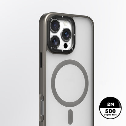 iPhone 16 Pro Max Kılıf M-safe Şarj Özellikli Cam Arka Yüzey TPU Youngkit Gemstone Serisi Kapak