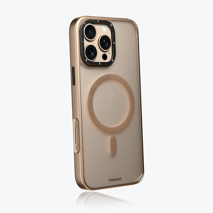 iPhone 16 Pro Max Kılıf M-safe Şarj Özellikli Cam Arka Yüzey TPU Youngkit Gemstone Serisi Kapak