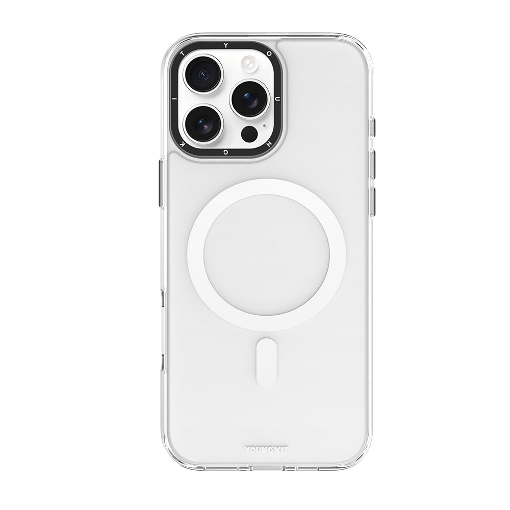 iPhone 16 Pro Max Kılıf M-safe Şarj Özellikli Cam Arka Yüzey TPU Youngkit Gemstone Serisi Kapak