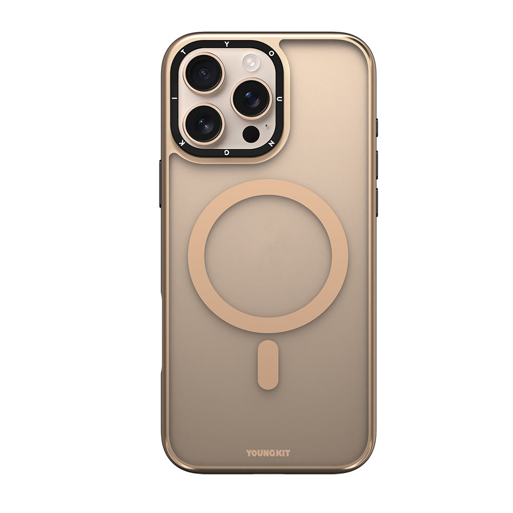 iPhone 16 Pro Max Kılıf M-safe Şarj Özellikli Cam Arka Yüzey TPU Youngkit Gemstone Serisi Kapak