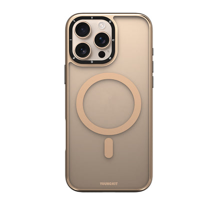 iPhone 16 Pro Max Kılıf M-safe Şarj Özellikli Cam Arka Yüzey TPU Youngkit Gemstone Serisi Kapak
