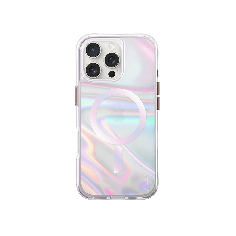 iPhone 16 Pro Max Kılıf M-safe Şarj Özellikli Holografik Şeffaf Arka Yüzey Coehl Savon Kapak
