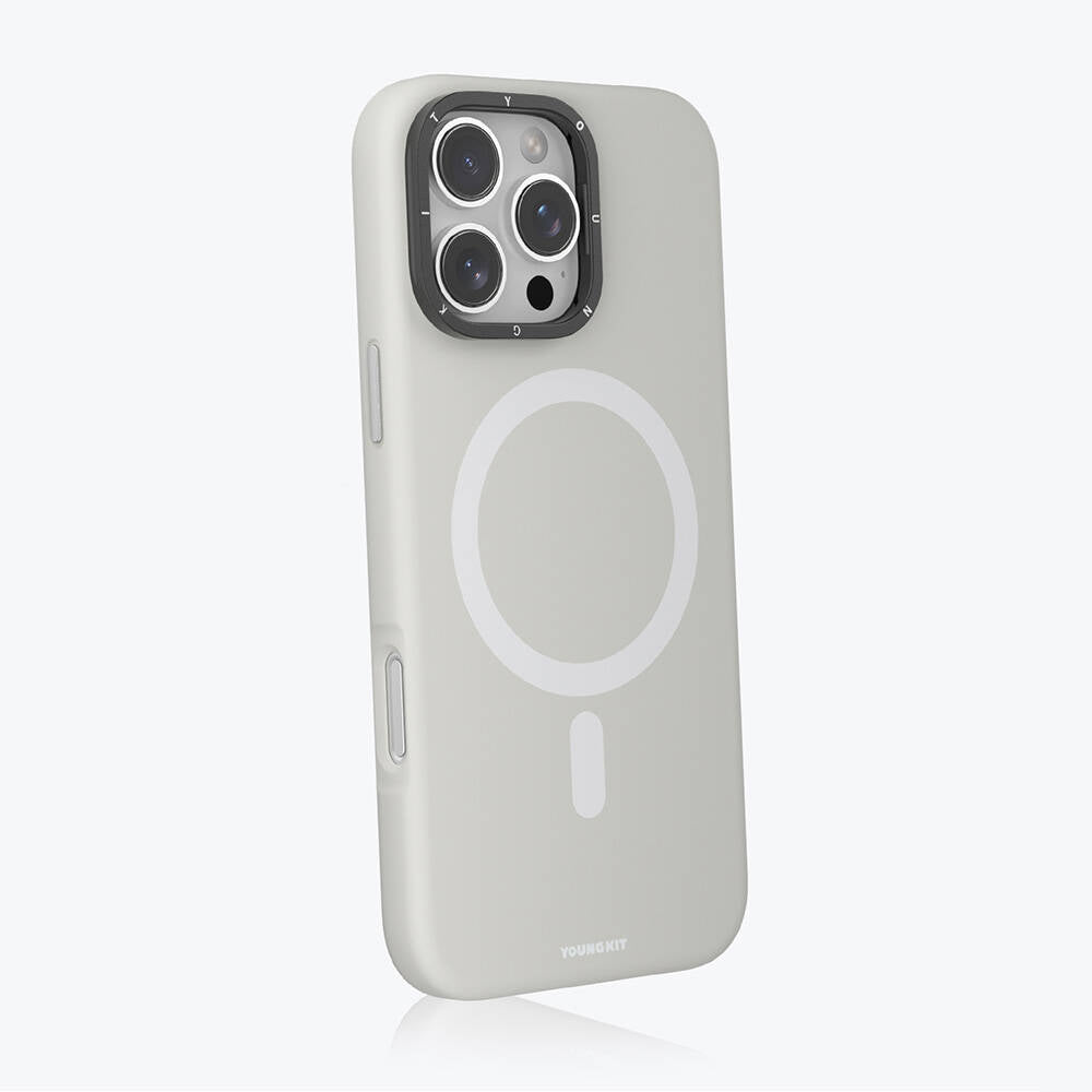 iPhone 16 Pro Max Kılıf M-safe Şarj Özellikli Kamera Standlı Youngkit Bitty Cream Kapak