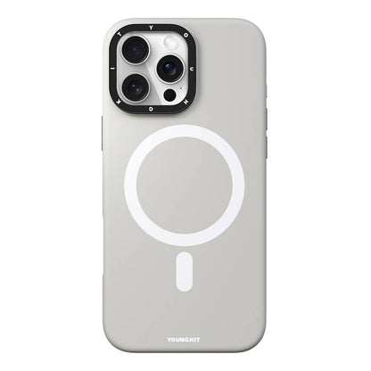 iPhone 16 Pro Max Kılıf M-safe Şarj Özellikli Kamera Standlı Youngkit Bitty Cream Kapak