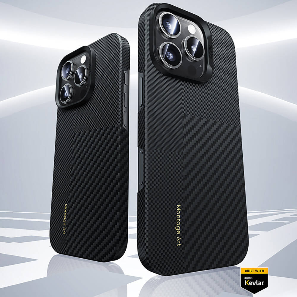 iPhone 16 Pro Max Kılıf M-safe Şarj Özellikli Karbon Fiber Benks Montage ArmorAir Kevlar Kapak