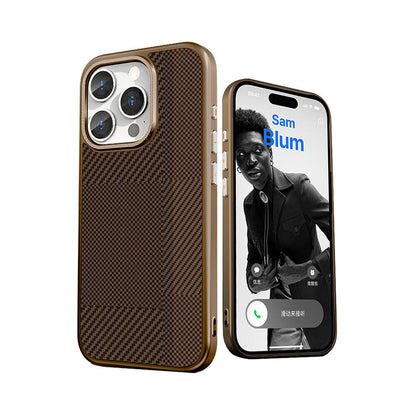 iPhone 16 Pro Max Kılıf M-safe Şarj Özellikli Karbon Fiber Desenli Mutural Montage Kapak