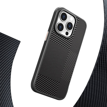 iPhone 16 Pro Max Kılıf M-safe Şarj Özellikli Karbon Fiber Desenli Mutural Montage Kapak